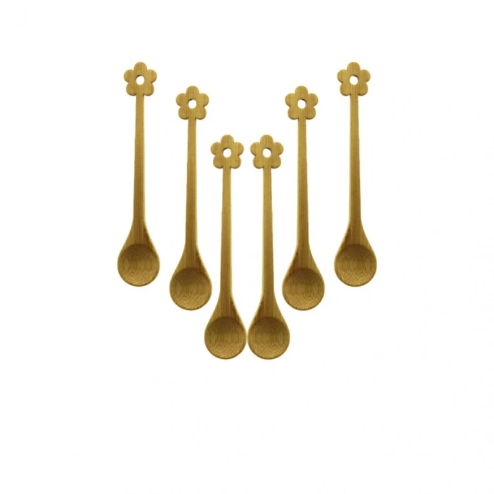 6 Pcs   Mini   Bambu Ahşap Kaşık   14.5cm (4172)