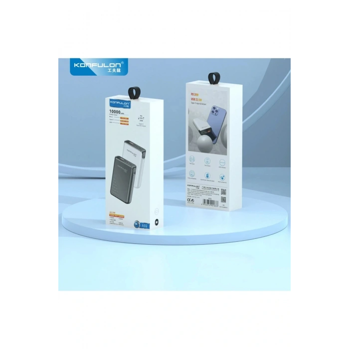 A6Q 22.5W Usb 3.0 ve 20W Type-C Çıkışlı 10.000 mAh PD Powerbank - Beyaz