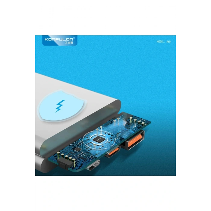 A6Q 22.5W Usb 3.0 ve 20W Type-C Çıkışlı 10.000 mAh PD Powerbank - Beyaz