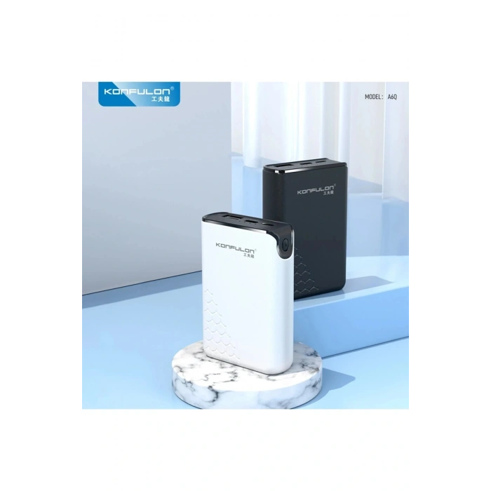 A6Q 22.5W Usb 3.0 ve 20W Type-C Çıkışlı 10.000 mAh PD Powerbank - Siyah