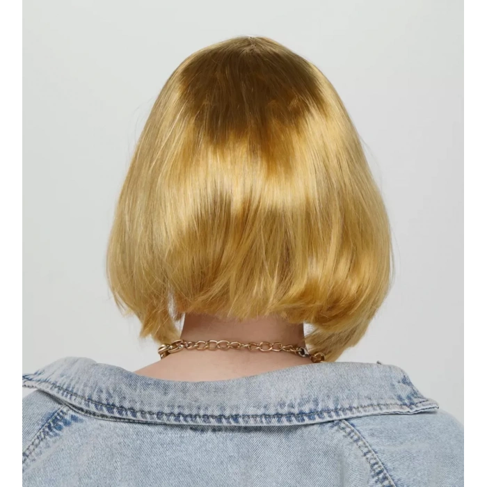 Altın Renk Düz Kesim Küt Parti Peruğu Kısa Takma Saç (4172)