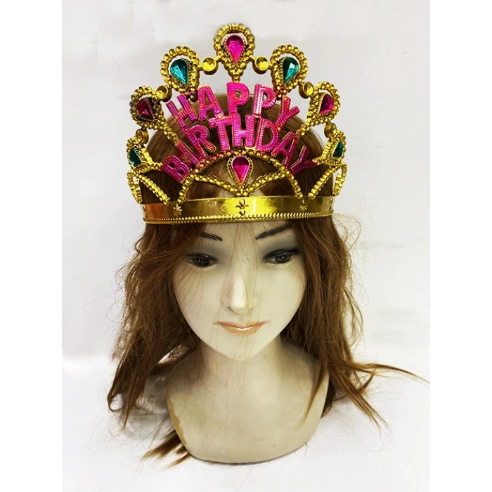 Altın Renk Happy Birthday Yazılı Doğum Günü Tacı 60 Cm (4172)