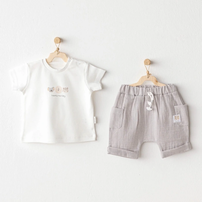 Andywawa Ac25847 Happy Animals 2li Bebek Takım Grey