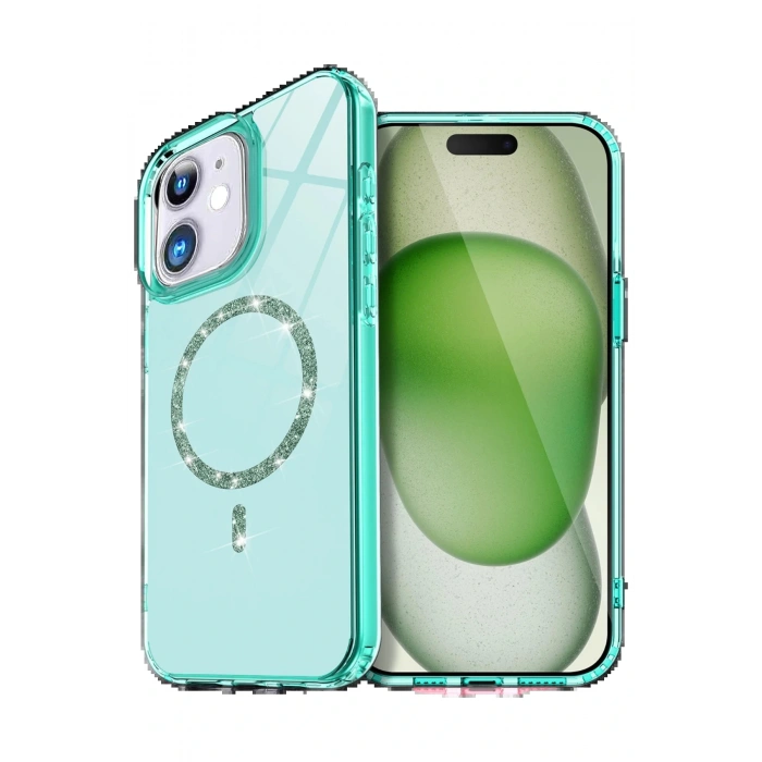 Apple iPhone 11 Live Diamond Magsafe Kapak - Yeşil