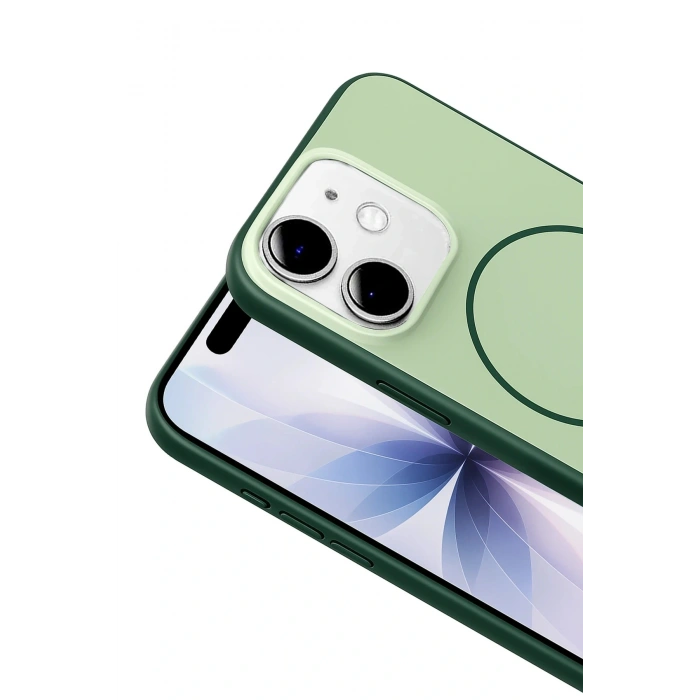 Apple iPhone 11 Neva Magsafe Kapak - Koyu Yeşil