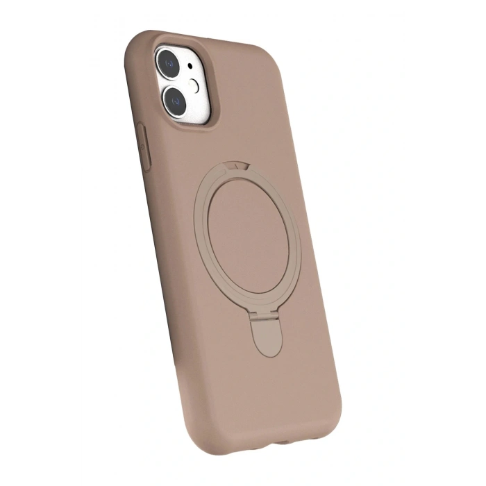 Apple iPhone 11 Regal Magsafe Standlı Kapak - Çöl Titanyum