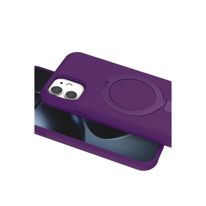 Apple iPhone 11 Regal Magsafe Standlı Kapak - Derin Mor