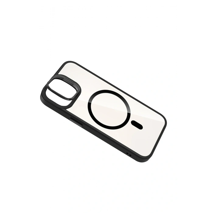 Apple iPhone 11 Remim Lensli Magsafe Standlı Kapak - Siyah