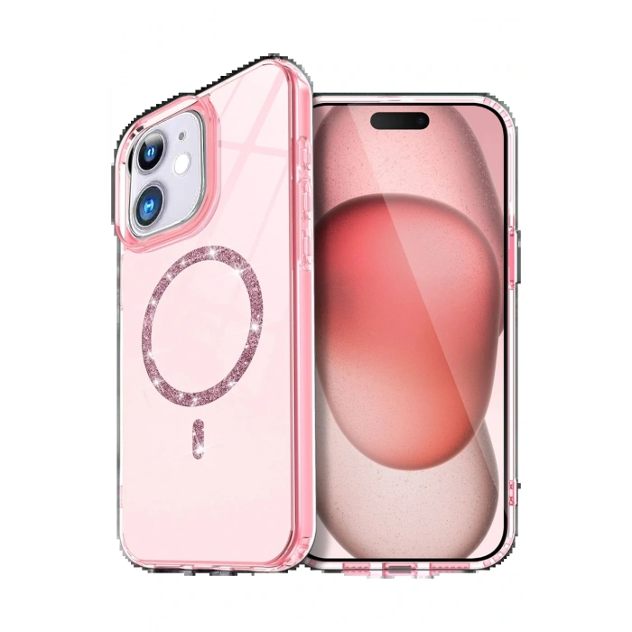 Apple iPhone 12 Live Diamond Magsafe Kapak - Pembe