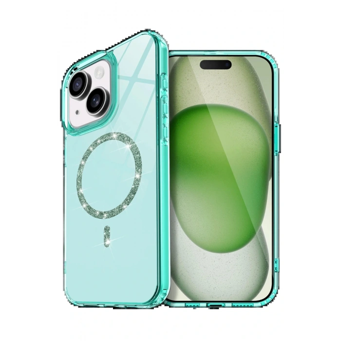 Apple iPhone 14 Live Diamond Magsafe Kapak - Yeşil
