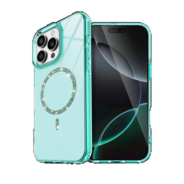 Apple iPhone 14 Pro Max Live Diamond Magsafe Kapak - Yeşil