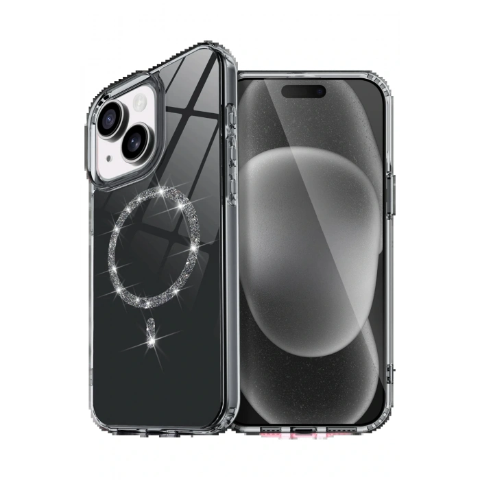 Apple iPhone 15 Plus Live Diamond Magsafe Kapak - Siyah