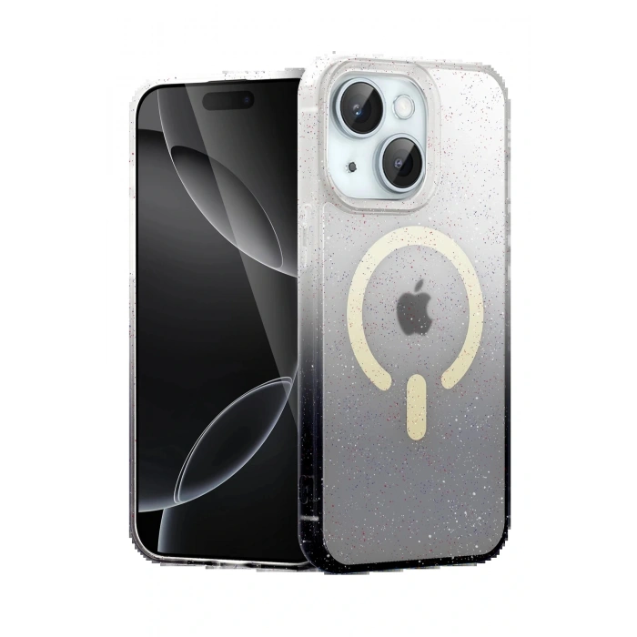 Apple iPhone 15 Plus Pummel Shiny Magsafe Kapak - Siyah