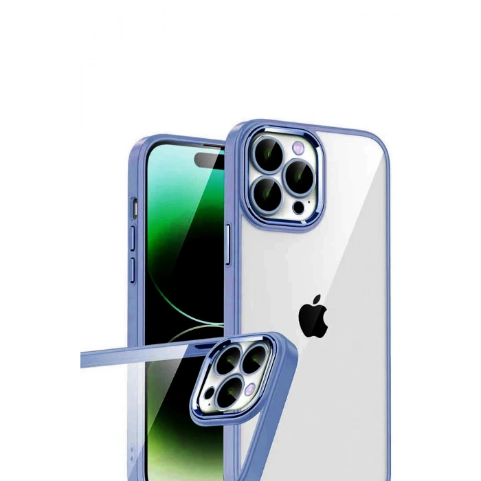 Apple iPhone 15 Pro Max Lensli Silikon - Açık Mavi