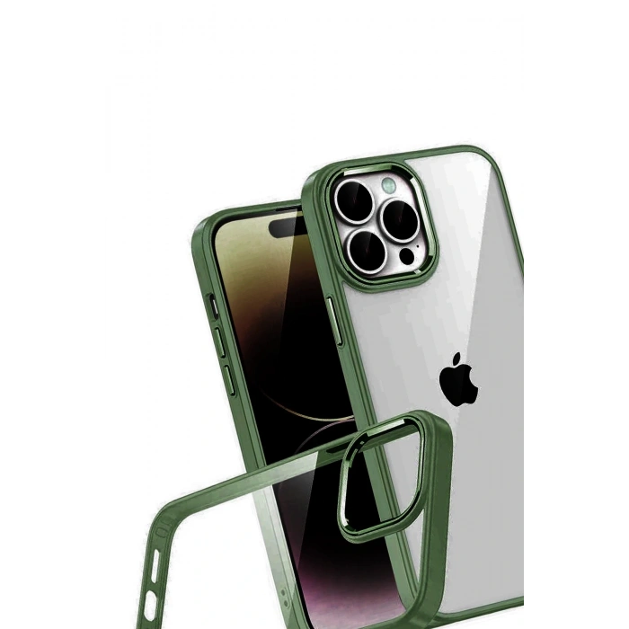 Apple iPhone 15 Pro Max Lensli Silikon - Yeşil