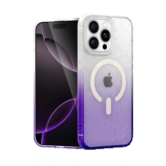 Apple iPhone 15 Pro Max Pummel Shiny Magsafe Kapak - Mor