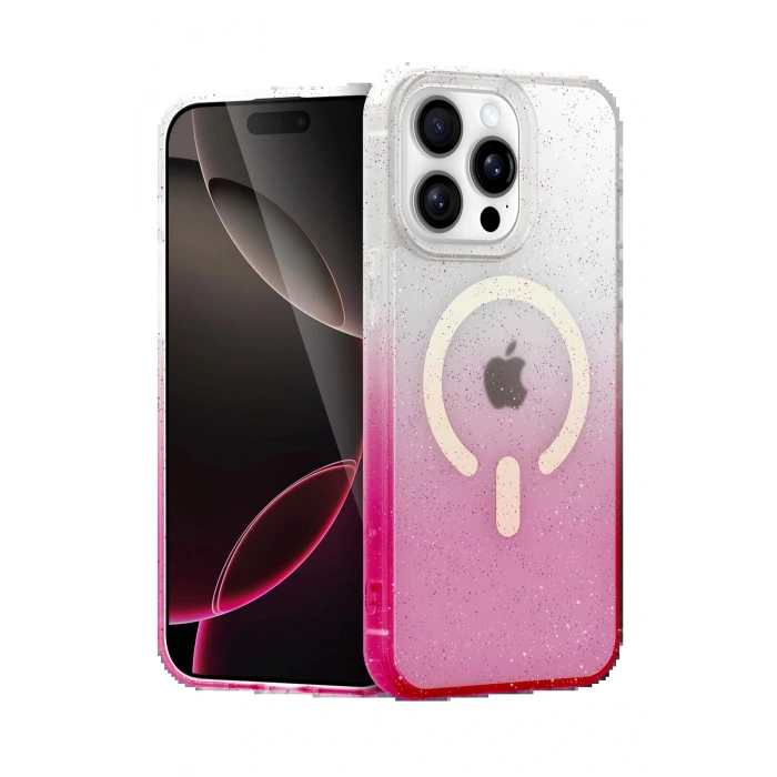 Apple iPhone 15 Pro Max Pummel Shiny Magsafe Kapak - Pembe