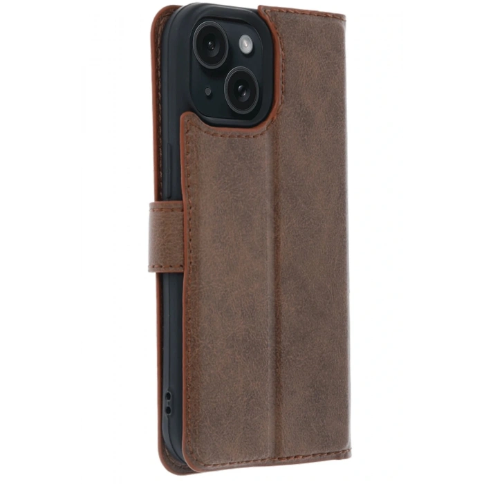 Apple iPhone 15 Trend S Plus Kapaklı Kılıf - Taba