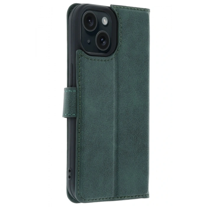 Apple iPhone 15 Trend S Plus Kapaklı Kılıf - Yeşil