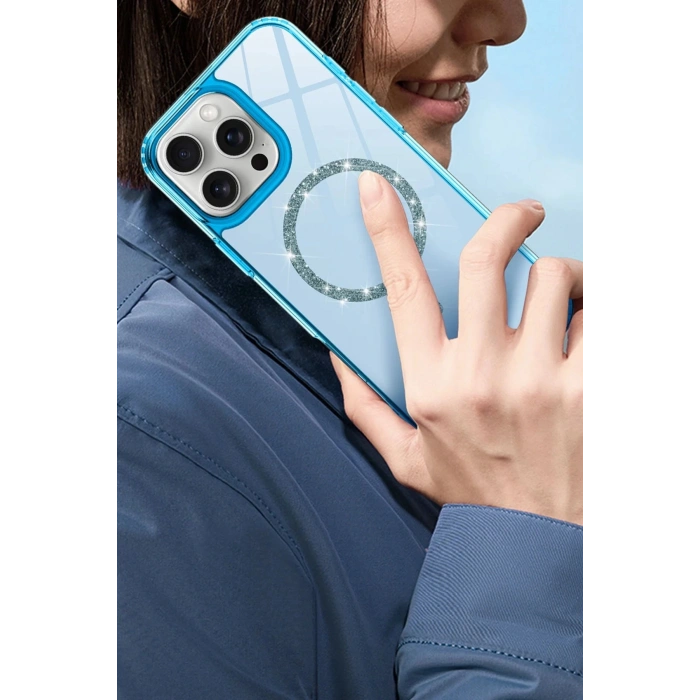 Apple iPhone 16 Pro Live Diamond Magsafe Kapak - Şeffaf