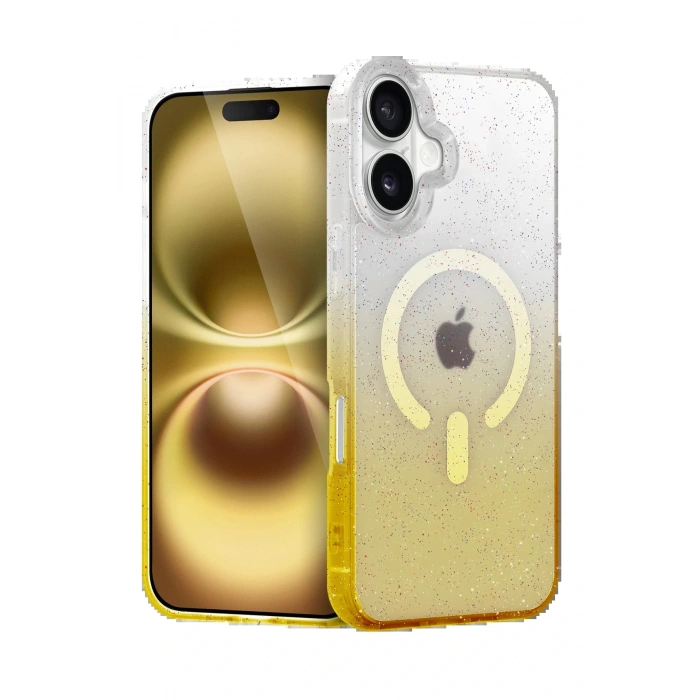 Apple iPhone 16 Pummel Shiny Magsafe Kapak - Gold