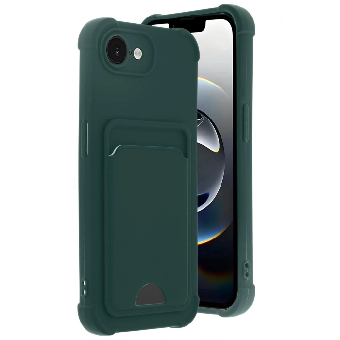 Apple iPhone 16E Kelvin Kartvizitli Silikon - Koyu Yeşil