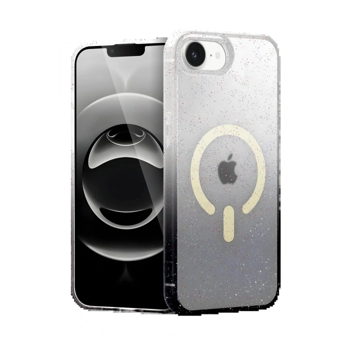 Apple iPhone 16E Pummel Shiny Magsafe Kapak - Siyah