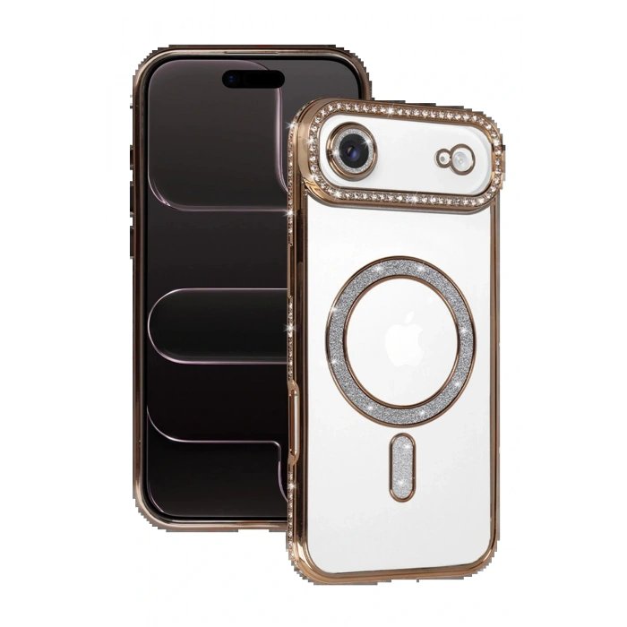 Apple iPhone 17 Air Joke Simli Magneticsafe Kılıf - Gold