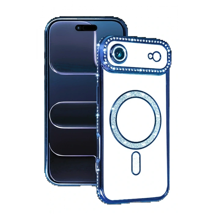 Apple iPhone 17 Air Joke Simli Magneticsafe Kılıf - Mavi