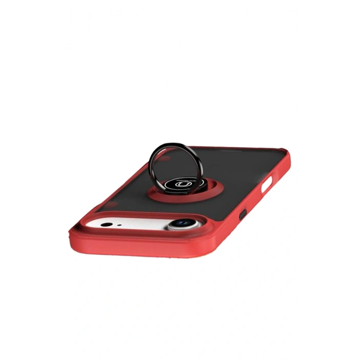 Apple iPhone 17 Air Montreal Yüzüklü Silikon Kapak - Kırmızı