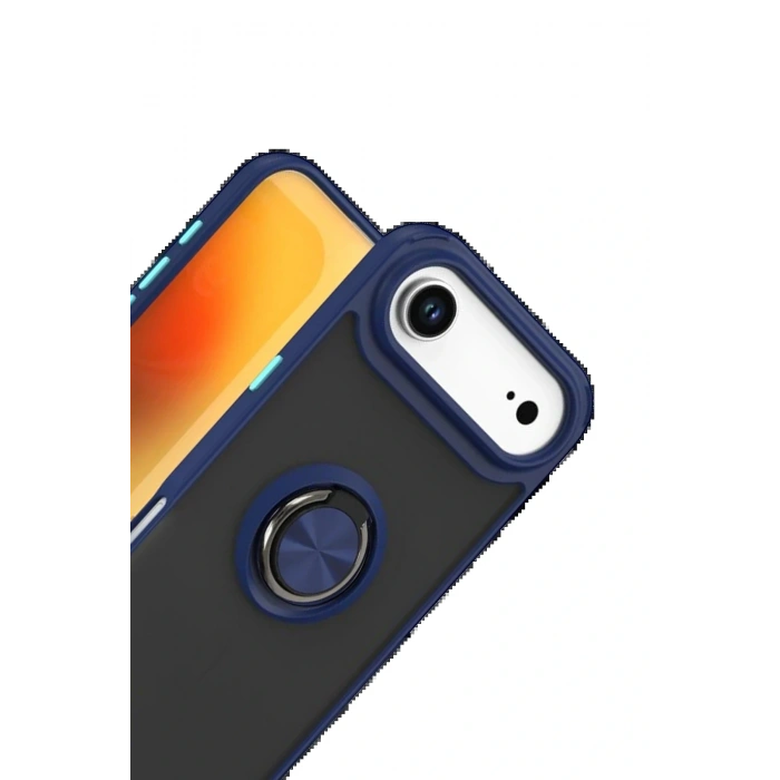 Apple iPhone 17 Air Montreal Yüzüklü Silikon Kapak - Lacivert