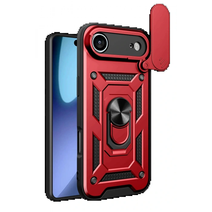 Apple iPhone 17 Air Pars Lens Yüzüklü Silikon - Kırmızı