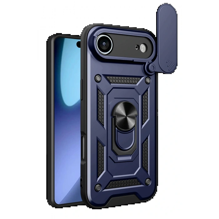 Apple iPhone 17 Air Pars Lens Yüzüklü Silikon - Lacivert