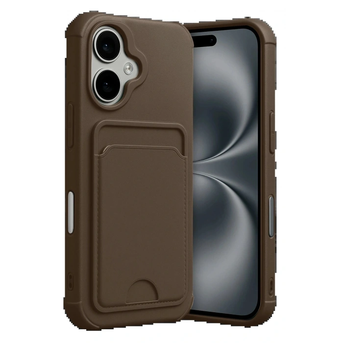 Apple iPhone 17 Kelvin Kartvizitli Silikon - Kahverengi