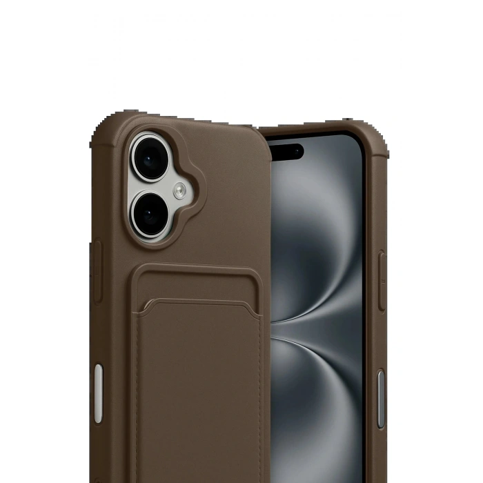 Apple iPhone 17 Kelvin Kartvizitli Silikon - Kahverengi