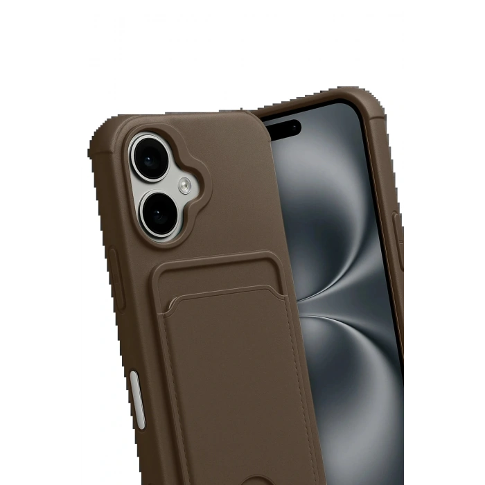 Apple iPhone 17 Kelvin Kartvizitli Silikon - Kahverengi