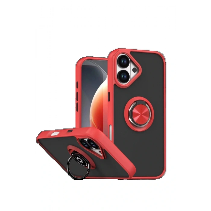 Apple iPhone 17 Montreal Yüzüklü Silikon Kapak - Kırmızı