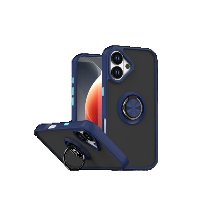 Apple iPhone 17 Montreal Yüzüklü Silikon Kapak - Lacivert