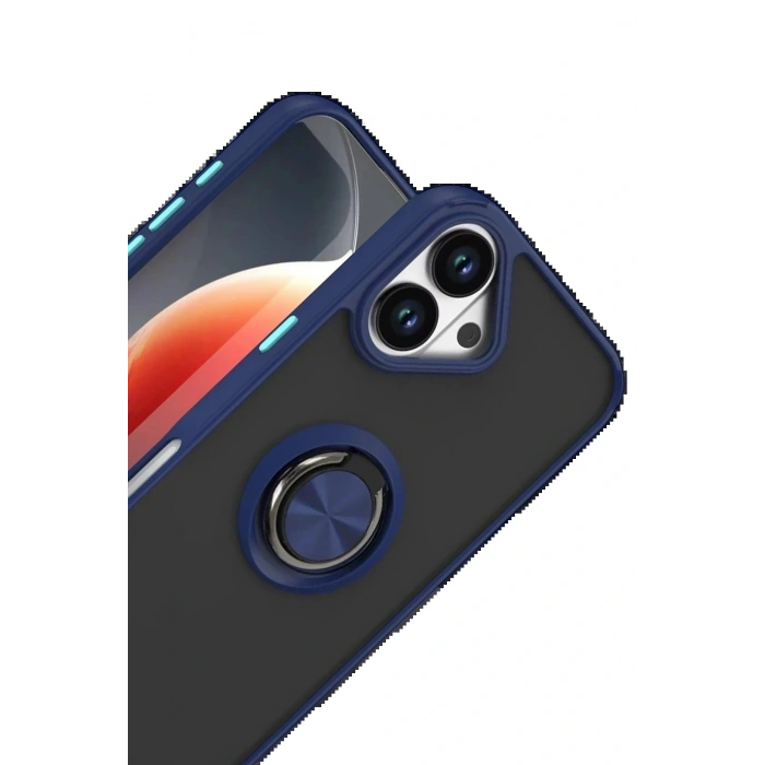 Apple iPhone 17 Montreal Yüzüklü Silikon Kapak - Lacivert