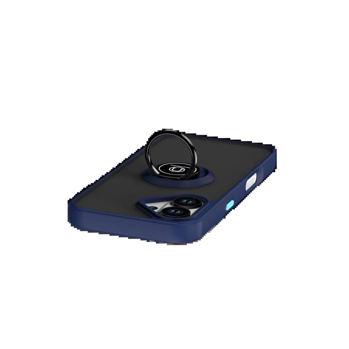 Apple iPhone 17 Montreal Yüzüklü Silikon Kapak - Lacivert