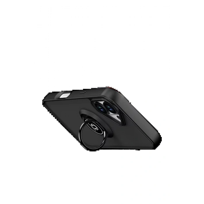 Apple iPhone 17 Montreal Yüzüklü Silikon Kapak - Siyah