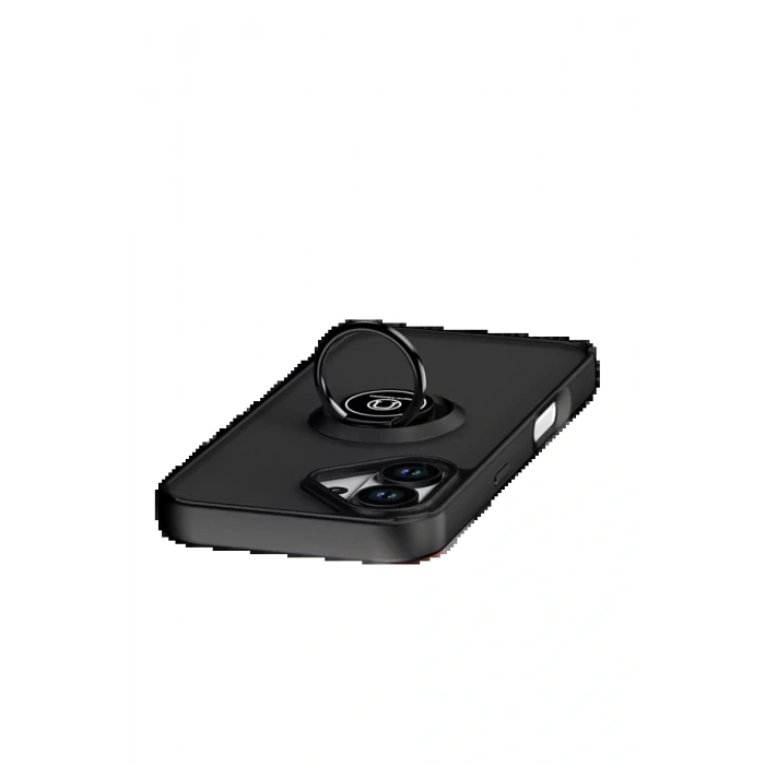 Apple iPhone 17 Montreal Yüzüklü Silikon Kapak - Siyah