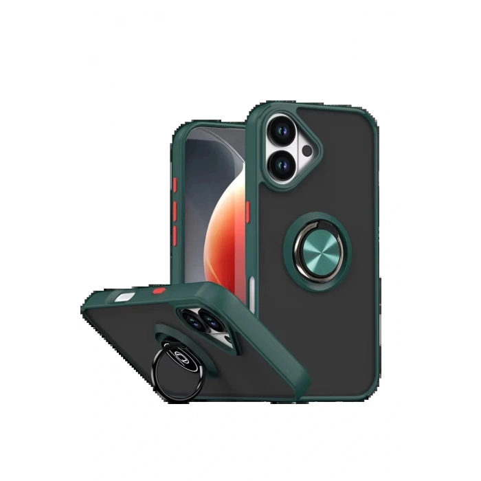 Apple iPhone 17 Montreal Yüzüklü Silikon Kapak - Yeşil