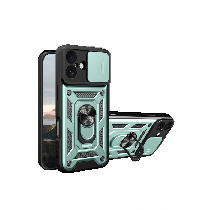 Apple iPhone 17 Pars Lens Yüzüklü Silikon - Yeşil