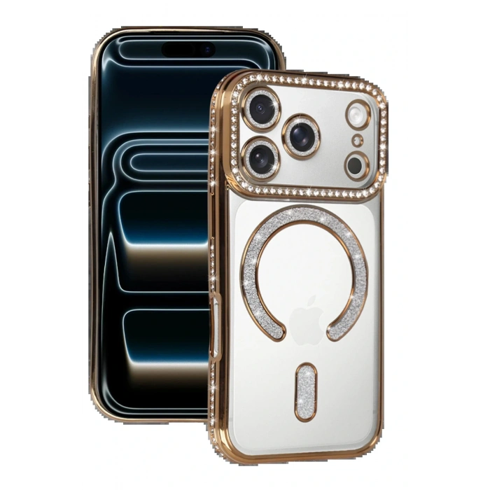 Apple iPhone 17 Pro Joke Simli Magneticsafe Kılıf - Gold