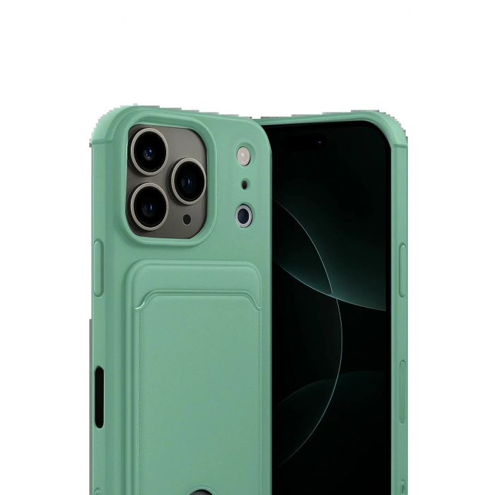 Apple iPhone 17 Pro Kelvin Kartvizitli Silikon - Açık Yeşil