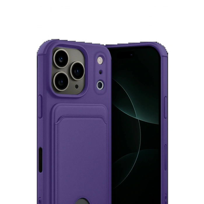 Apple iPhone 17 Pro Kelvin Kartvizitli Silikon - Derin Mor