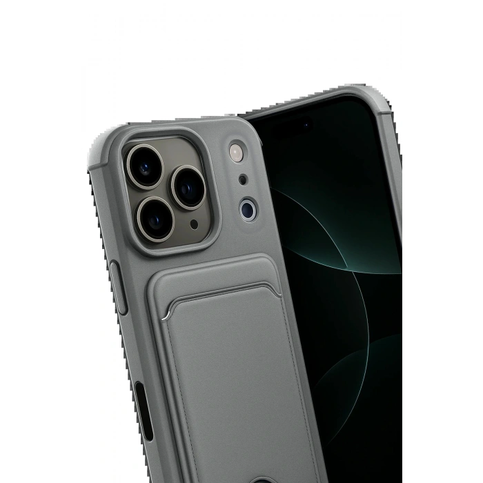 Apple iPhone 17 Pro Kelvin Kartvizitli Silikon - Gri