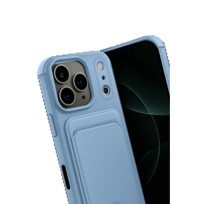 Apple iPhone 17 Pro Kelvin Kartvizitli Silikon - Mavi