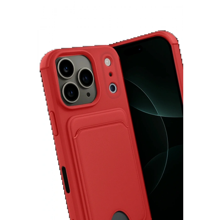 Apple iPhone 17 Pro Max Kelvin Kartvizitli Silikon - Kırmızı